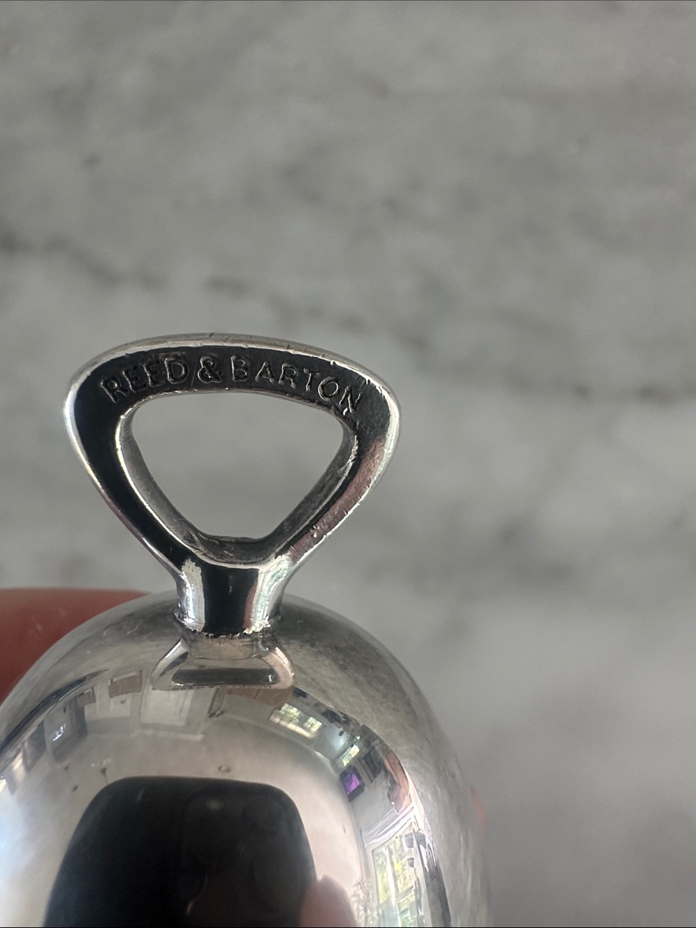 Reed and Barton Engraved Silver Baby Bell Rattle  Silver Christmas 1977 vintage - Picture 2 of 4
